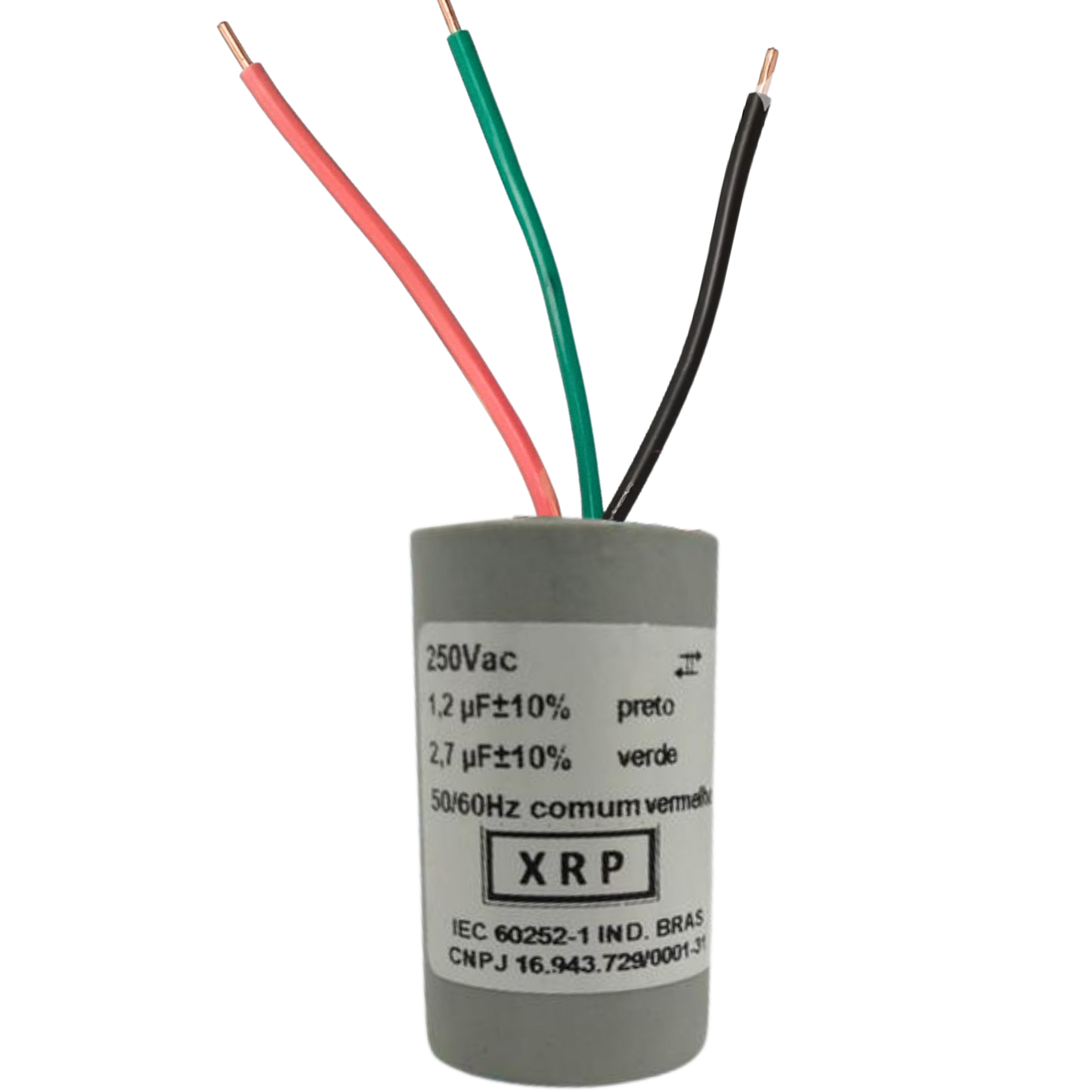 Capacitor De Partida 1,2uF+2,7uF 250V 27x47mm (3Fios)