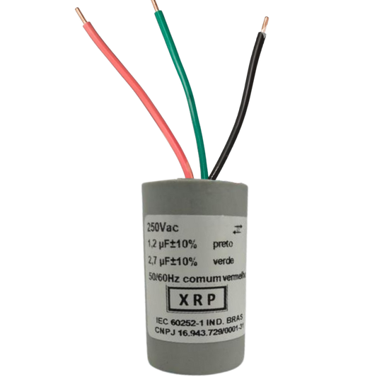 Capacitor De Partida 1,2uF+2,7uF 250V 27x47mm (3Fios)