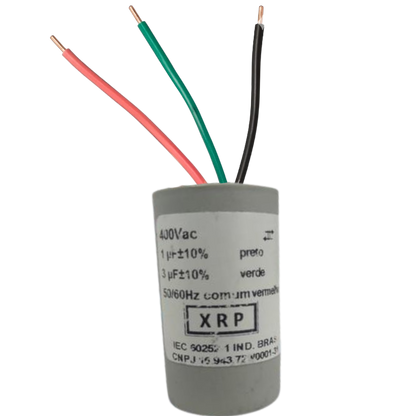 Capacitor De Partida 1uF+3uF 400V 27x47mm (3Fios)