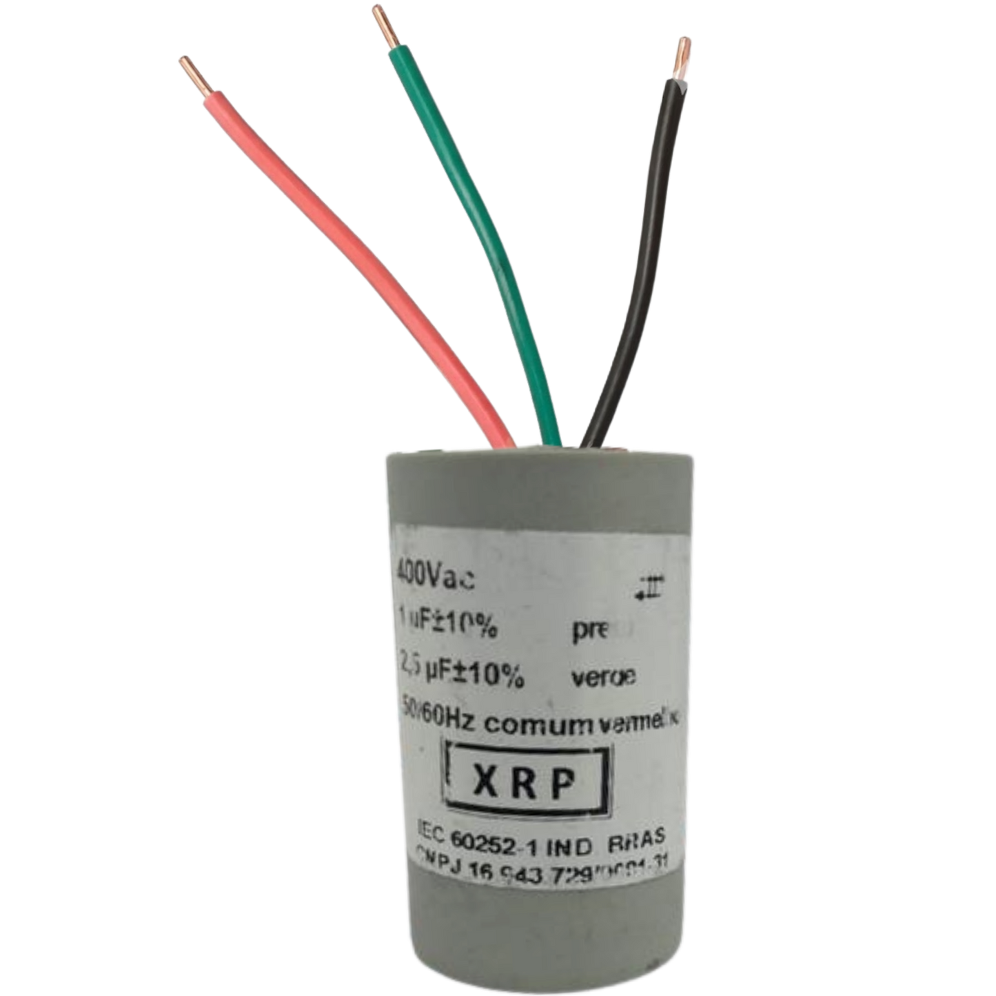 Capacitor De Partida 1uF+2,5uF 400V 27x47mm (3Fios)