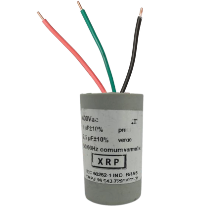 Capacitor De Partida 1uF+2,5uF 400V 27x47mm (3Fios)