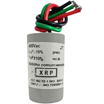 Capacitor De Partida 5uF+6uF 400V 27x47mm (3Fios)