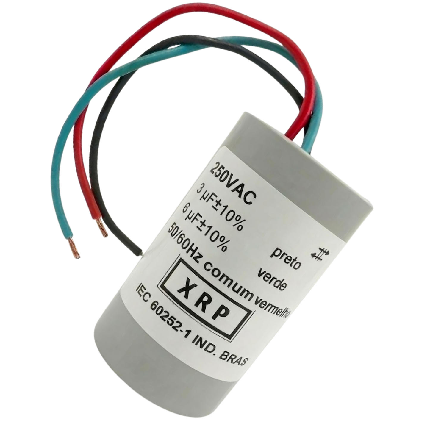 Capacitor De Partida 3uF+6uF 250V 30x47mm (3Fios)