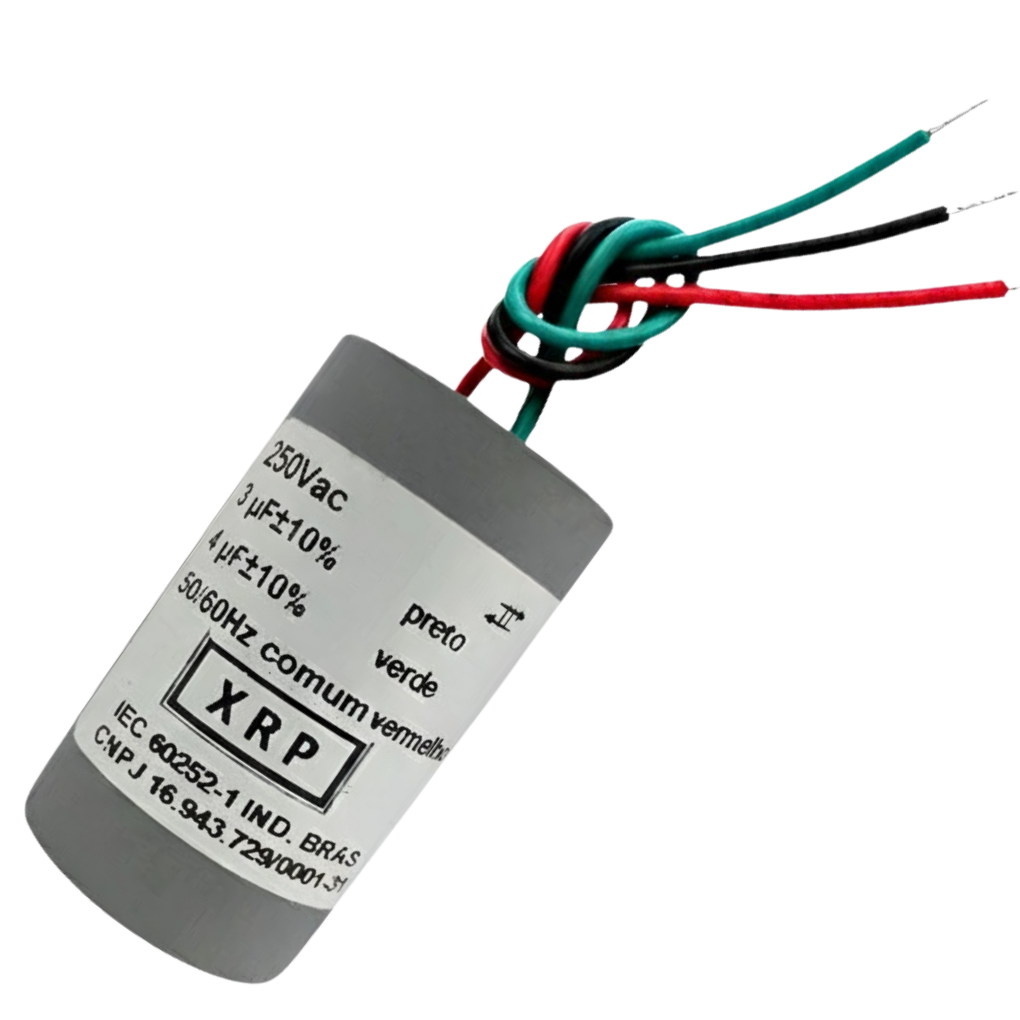 Capacitor De Partida 3uF+4uF 250V 27x47mm (3Fios)