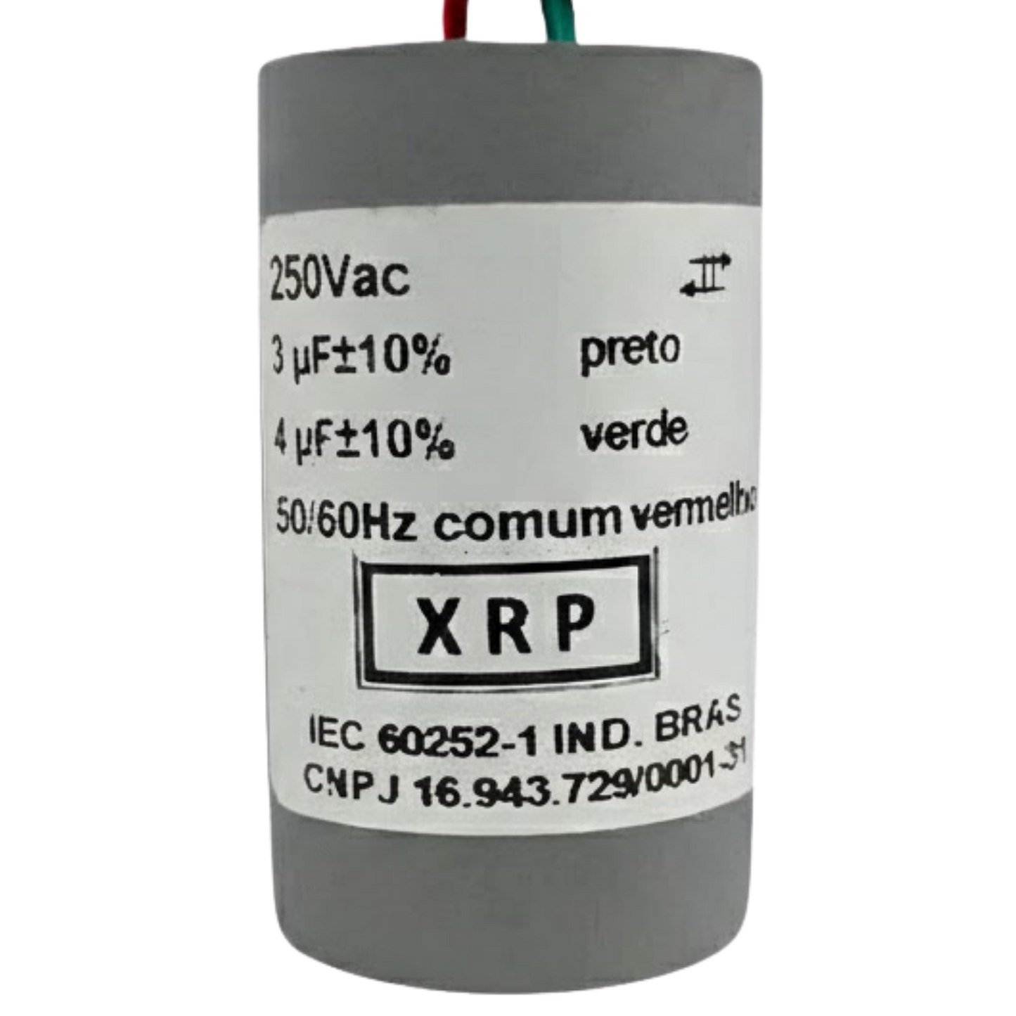 Capacitor De Partida 3uF+4uF 250V 27x47mm (3Fios)
