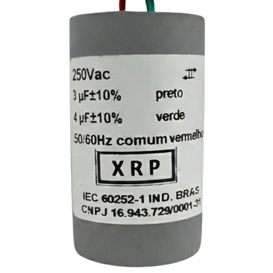 Capacitor De Partida 3uF+4uF 250V 27x47mm (3Fios)