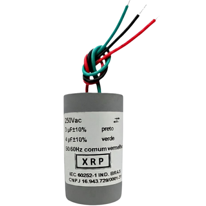 Capacitor De Partida 3uF+4uF 250V 27x47mm (3Fios)