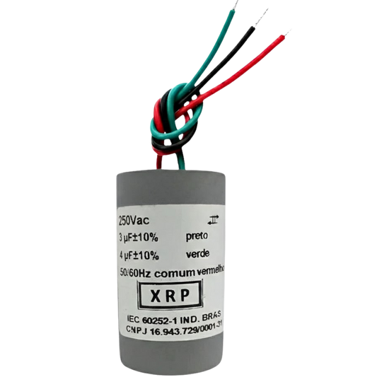 Capacitor De Partida 3uF+4uF 250V 27x47mm (3Fios)