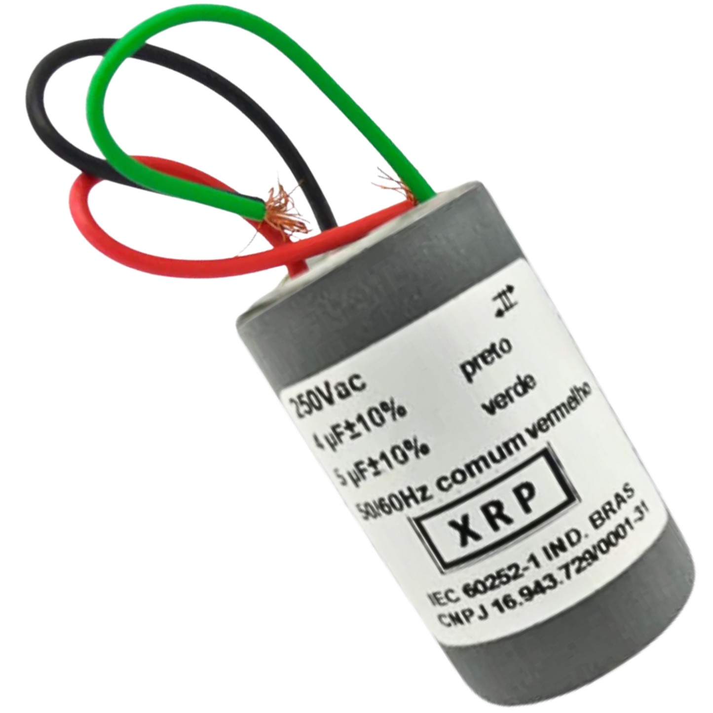 Capacitor De Partida 4uF+5uF 250V 30x47mm (3Fios)