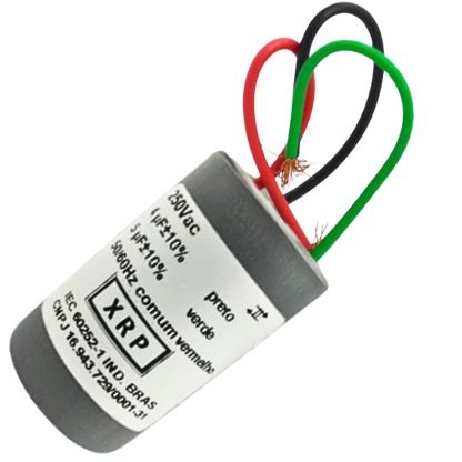 Capacitor De Partida 4uF+5uF 250V 30x47mm (3Fios)