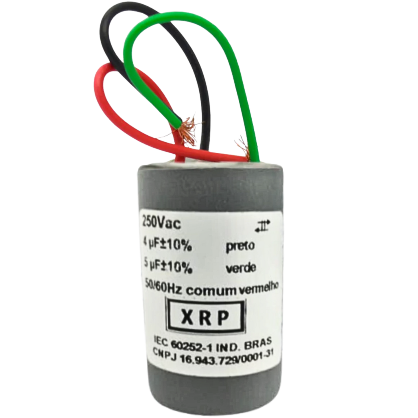 Capacitor De Partida 4uF+5uF 250V 30x47mm (3Fios)