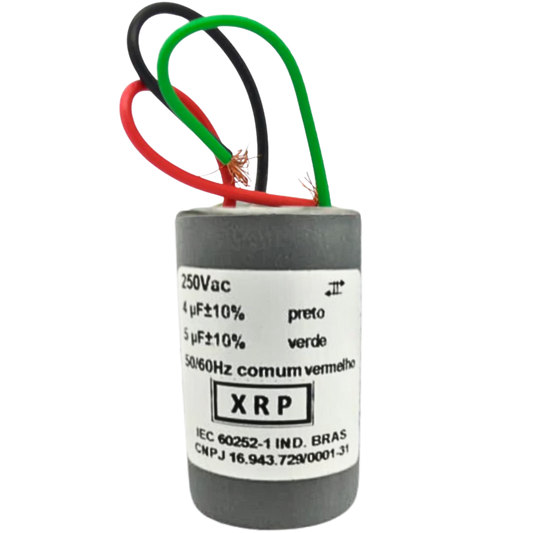 Capacitor De Partida 4uF+5uF 250V 30x47mm (3Fios)