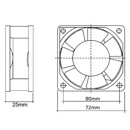 Microventilador DFB802512HS3 12VDC 0,17A 80x80x25mm