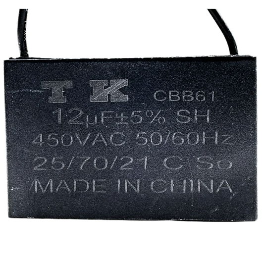 Capacitor De Partida CBB61 12uF 450V (2Fios)