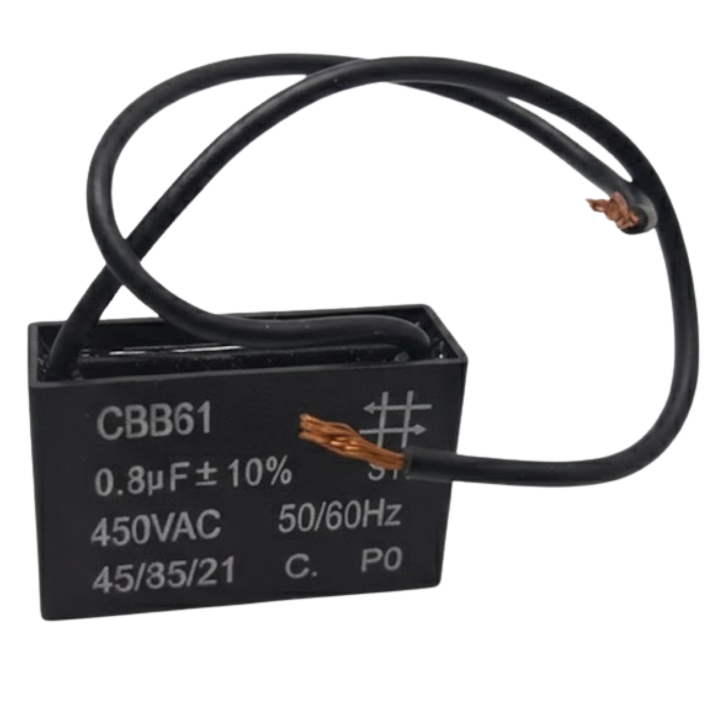Capacitor De Partida CBB61 0,8uF 450V (2Fios)