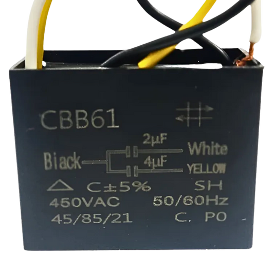 Capacitor De Partida CBB61 2uF+4uF 450V (3Fios)