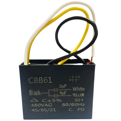 Capacitor De Partida CBB61 2uF+4uF 450V (3Fios)