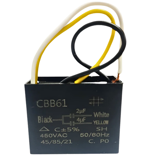 Capacitor De Partida CBB61 2uF+4uF 450V (3Fios)