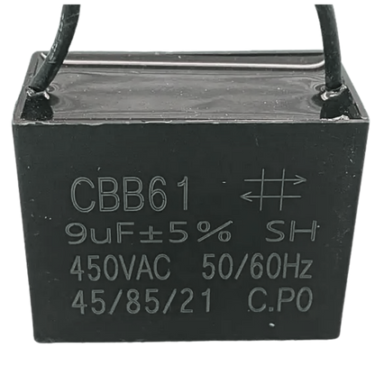 Capacitor De Partida CBB61 9uF 450V (2Fios)