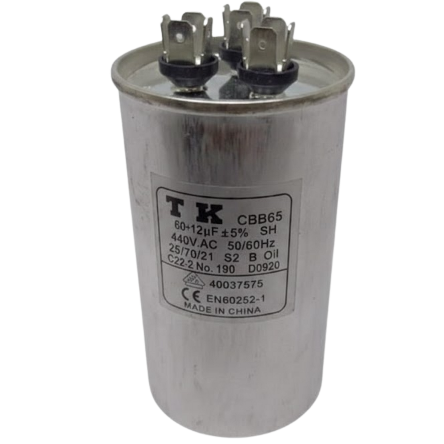 Capacitor De Partida 60uF+12uF 440V 60x105mm (Fast-on)
