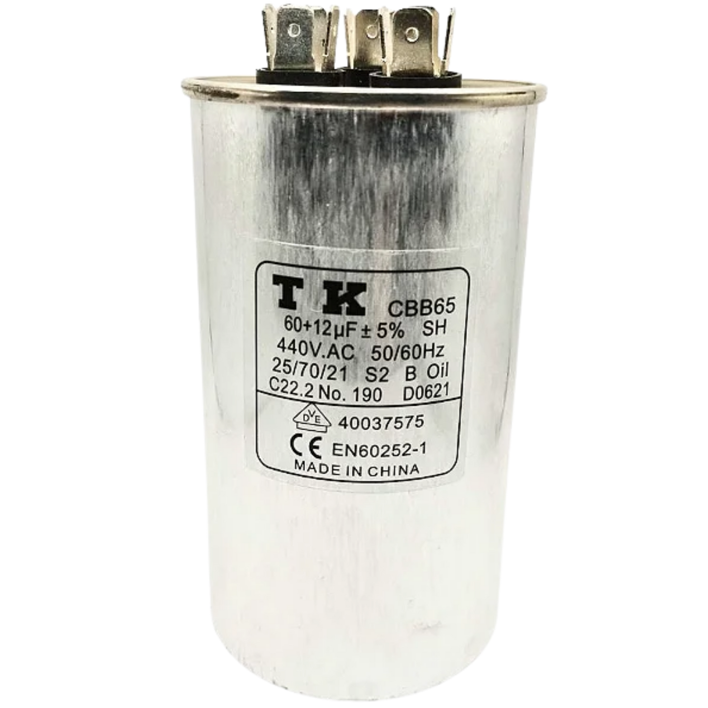 Capacitor De Partida 60uF+12uF 440V 60x105mm (Fast-on)