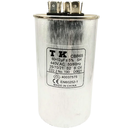 Capacitor De Partida 60uF+12uF 440V 60x105mm (Fast-on)