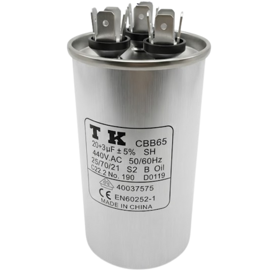 Capacitor De Partida 20uF+3uF 440V 50x90mm (Fast-on)