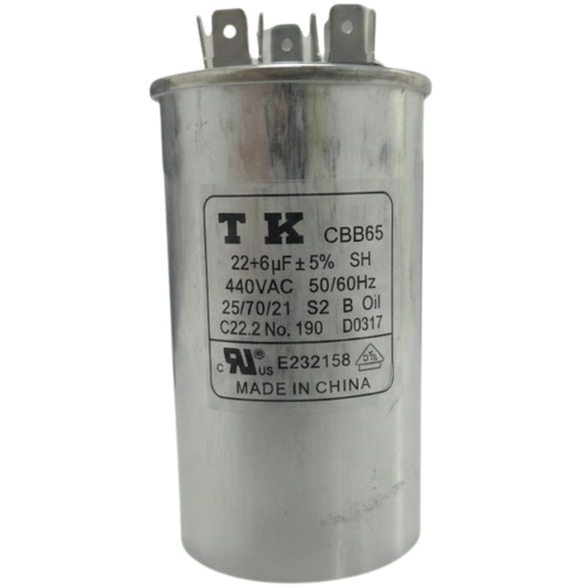 Capacitor De Partida 22uF+6uF 440V 50x90mm (Fast-on)