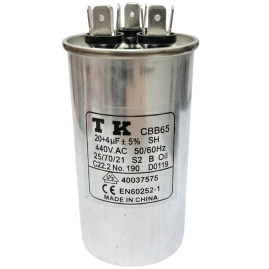 Capacitor De Partida 20uF+4uF 440V 50x90mm (Fast-on)