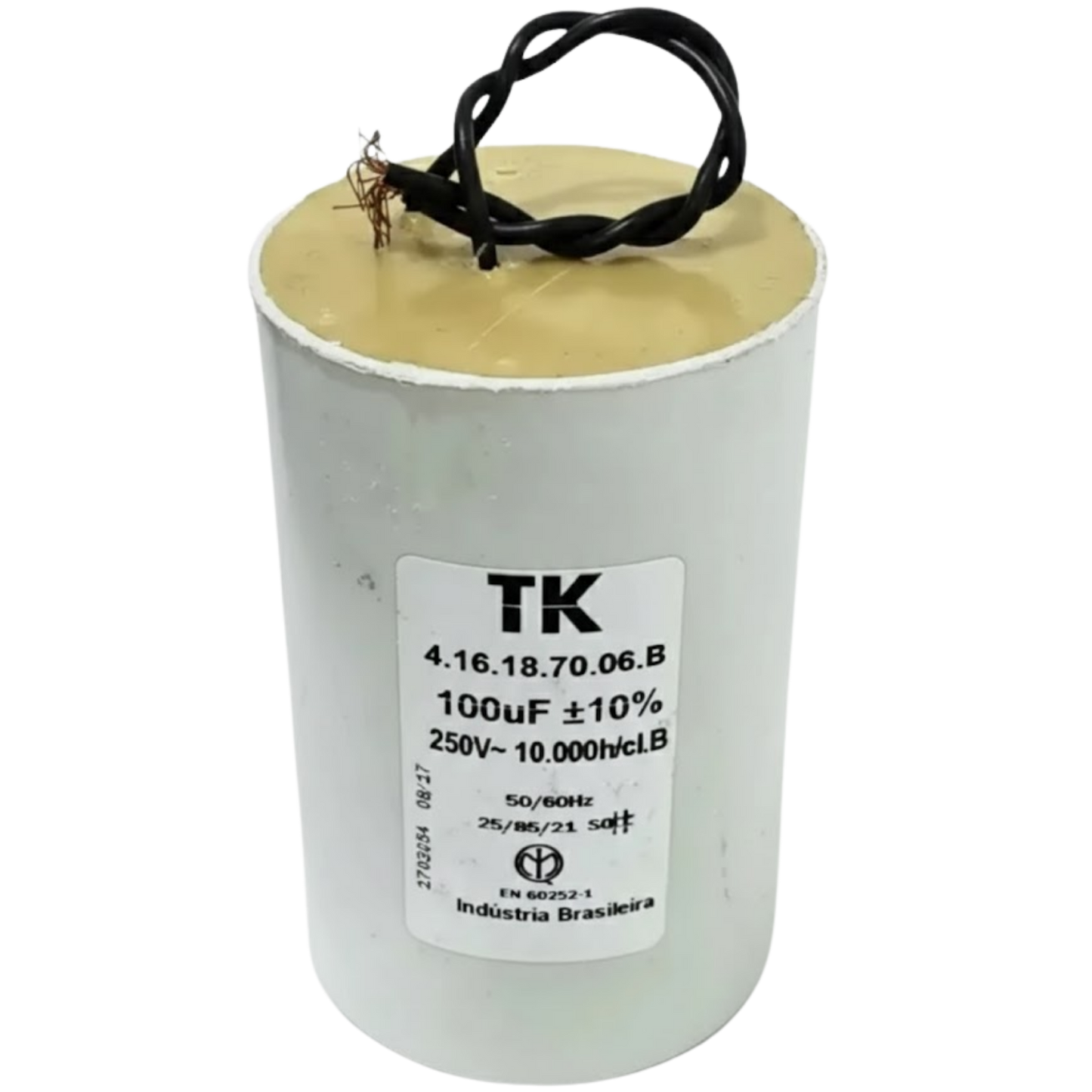 Capacitor De Partida 100uF 250V 60x120mm (2Fios)