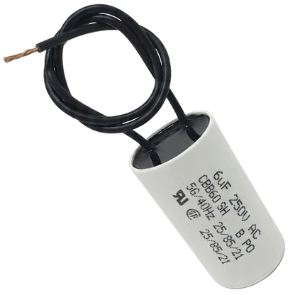 Capacitor De Partida 6uF 250V 27x50mm (2Fios)